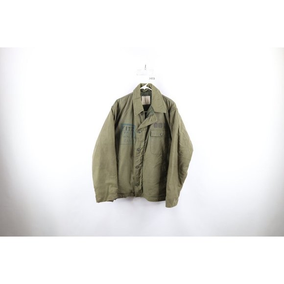 Vtg 70s Vietnam War Mens L US Navy Cold Weather Permeable A-2 Deck Jacket USA